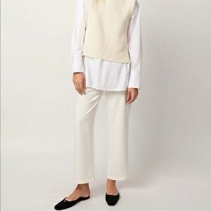 T. line cream wrinkle-resistant Rory ankle trouser pants - XS / Small